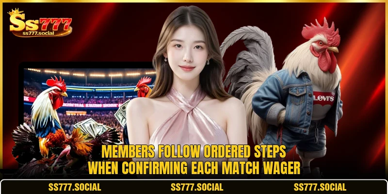 Members follow ordered steps when confirming each match wager Members follow ordered steps when confirming each match wager