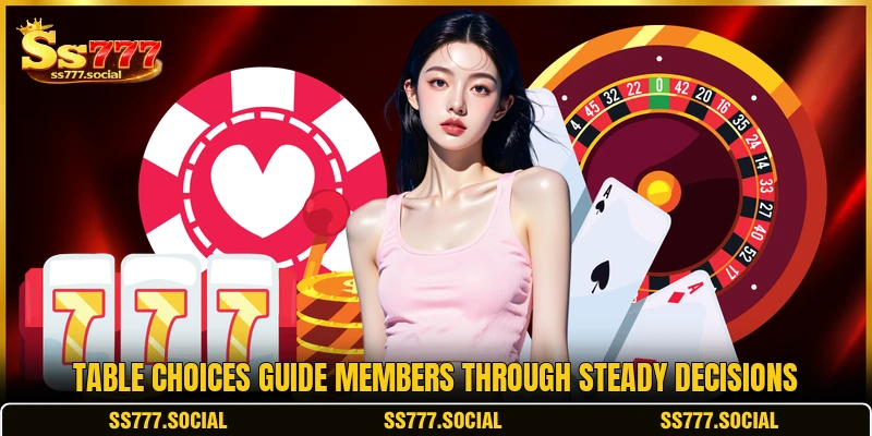 Table choices guide members through steady decisions